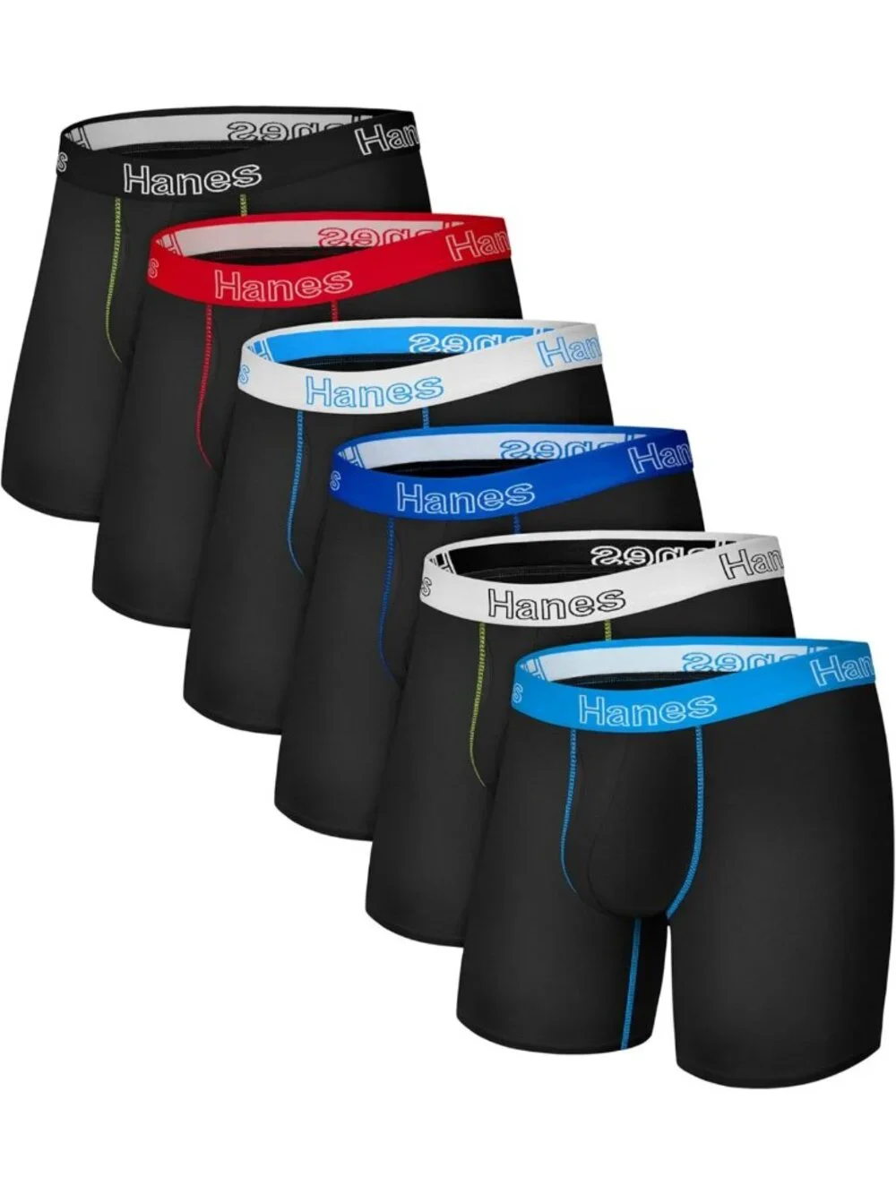 Comfortable Stretch Cotton Boxer Briefs for Men, Moisture-Wicking, 6-Pack
